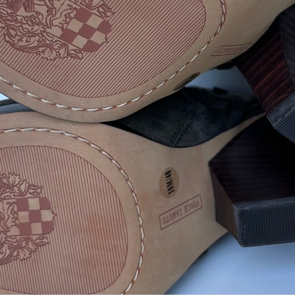 Vince Camuto Women's Jadon Fringe Peep Toe Ankle Booties in Olive Green 10 - Picture 15 of 16